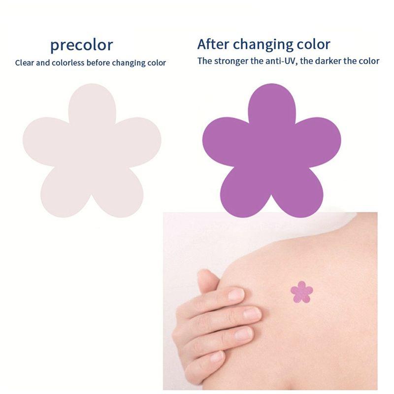 Good-PET Uv Stickers For Sunscreen, 15Mm Flower Shaped Sunblock Patches Stickers For UV Protection Purple (120Pcs)