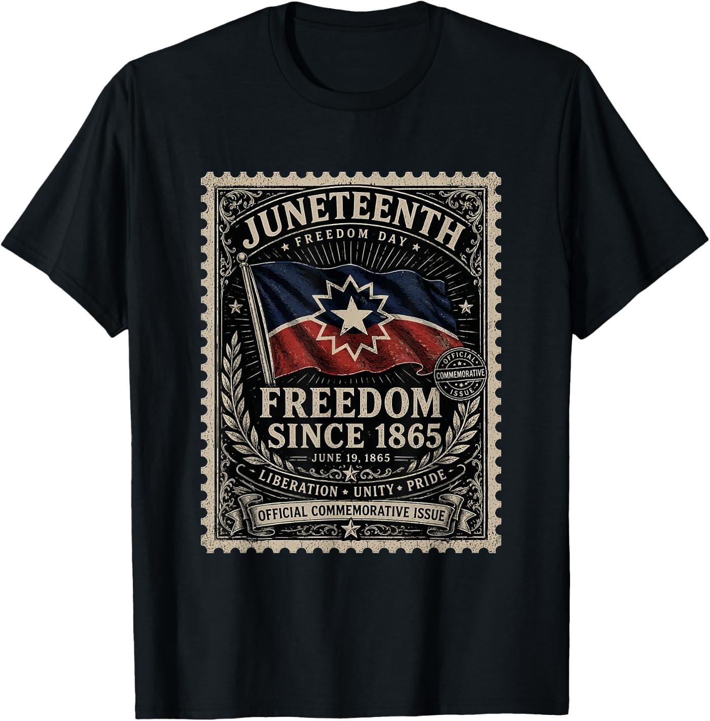 Distressed American Juneteenth Flag Colors Freedom Day Stamp T- Unisex T-Shirt XXXL