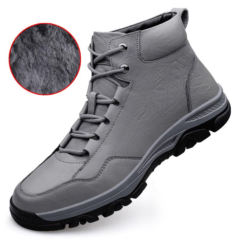 

2024 Зимние Новые Мужские Высокие Ботинки Теплые Плюшевые Ботильоны Мужские Хлопковые Ботинки Толстая Подошва Уличные Походные Ботинки Повседневная Обувь 46