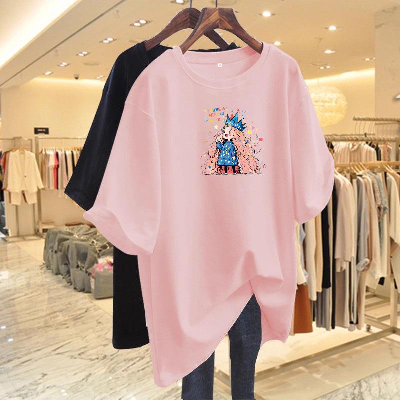 Women's White Cotton Round Neck Short Sleeve T-shirt, Summer 2026 Loose Fit, Versatile Fashion Top