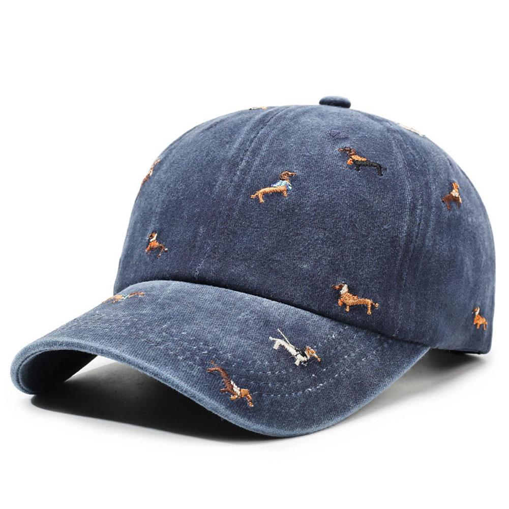 Zealous Sole Women's Fashion Washed Cotton Baseball Cap With Embroidery Puppy Soft Distressed Vintage Style Streetwear Caps For & Men