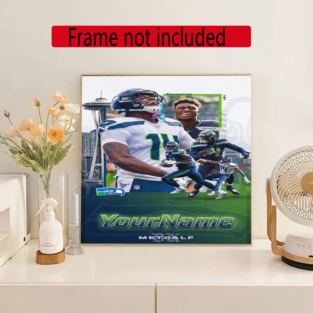 Seattle Seahawks Personalized Text Diamond Painting Round Diamond Mosaic Rhinestones Diamond Embroidery Craft Kit Wall Decor Without Frame