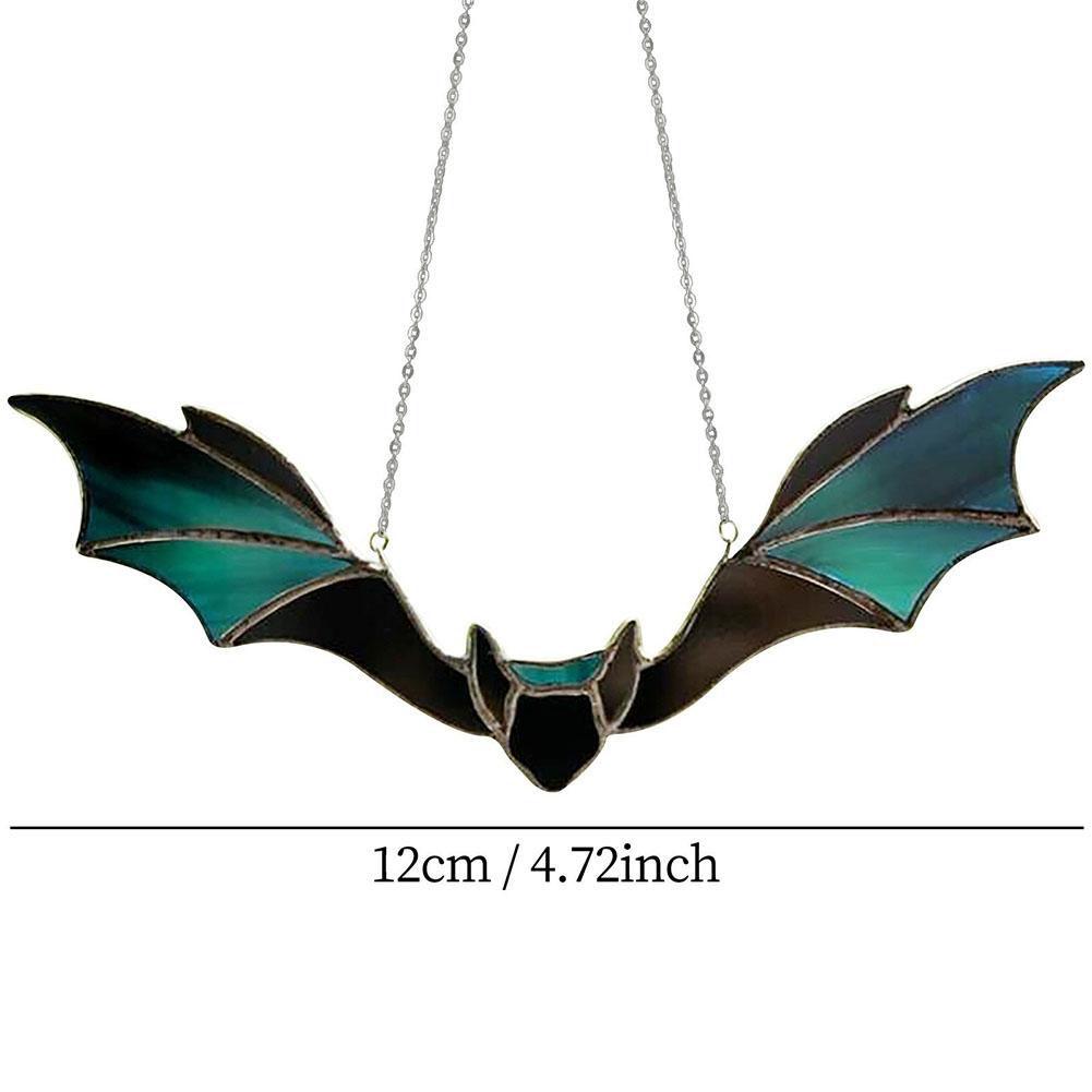 Halloween Bat Stained Glass Suncatcher Window Hanging Acrylic Wall Art Suncatcher Decor Household Halloween Bat Decoration