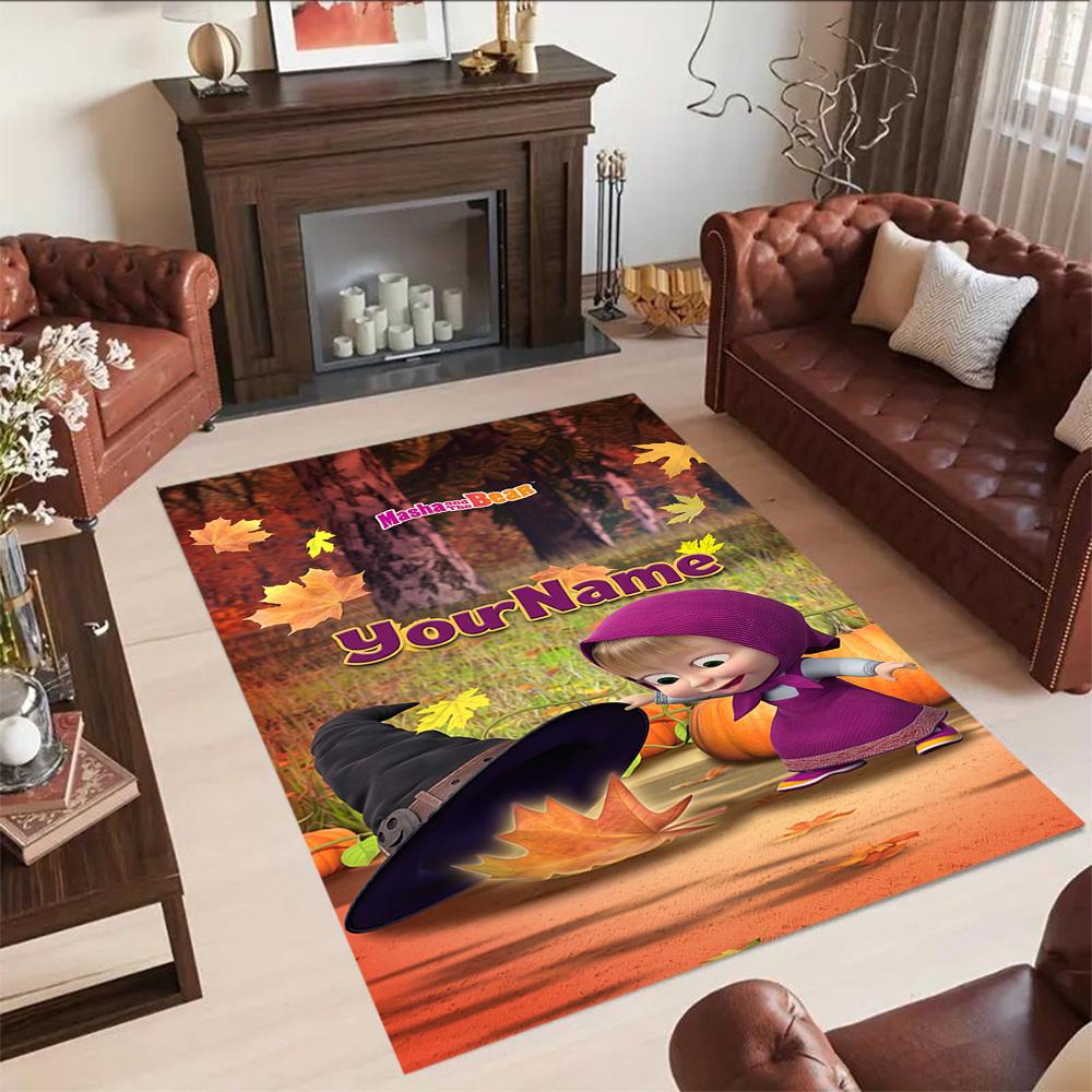 Masha Bear Personalized Name Floor Mat Design for Dining Room Living Rooms Decorate room Study room Anti-slip Rug Office home decor