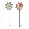 Metal Flower Wind Spinner Garden Kinetic Wind Sculpture Outdoor Retro Wind Spinner with Stake for Yard Lawn