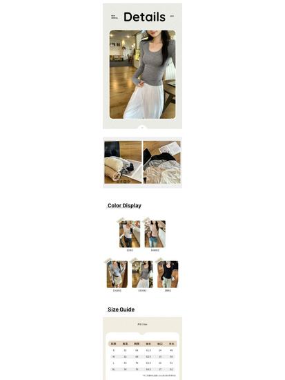 Elegant French Style Long-Sleeve Women's Slim Fit Top - 2026 Autumn/Winter Round Neck Base Layer