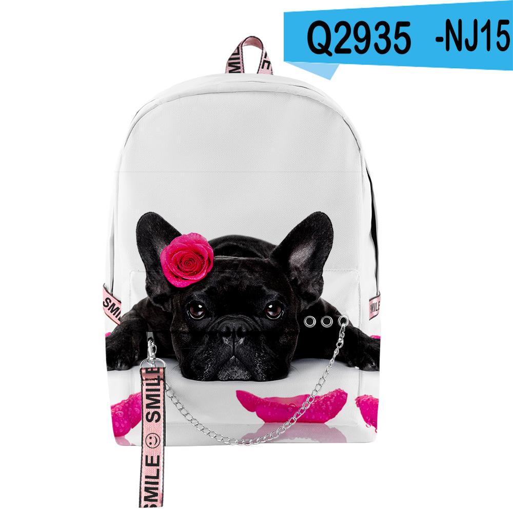 Classic Novelty Lovely French Bulldog School Bags Unisex 3D Print Oxford Waterproof Notebook multifunction Travel Backpacks