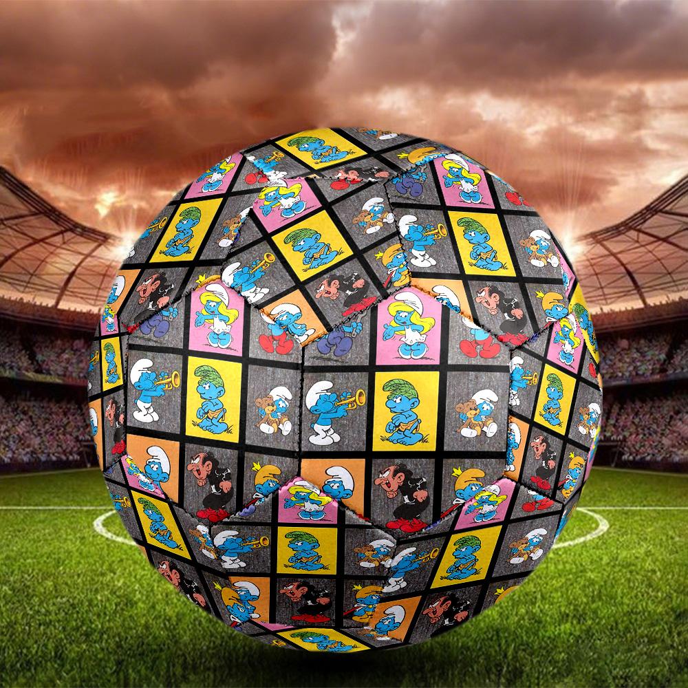 Blue Smurfs Print Size 5 Soccer Ball, Standard Match Football for Sports Game and Team Practice, Ideal Gift for Soccer Fans