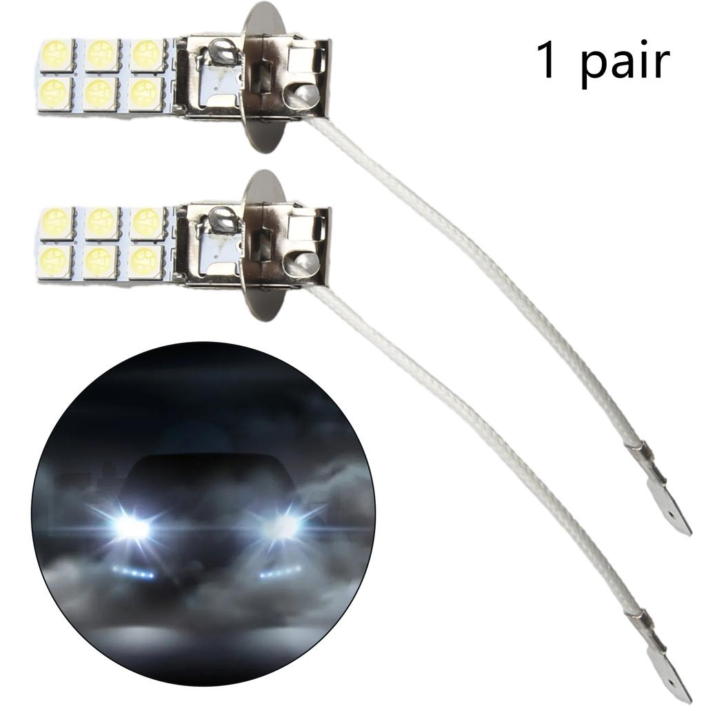 2pcs H3 LED Fog Driving Light Bulbs Conversion Kit Super Bright White Lighting 6000K 1000LM DC12V 55W Car Signal Lamp 50000H