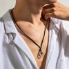 Vintage Metal Circle Pendant Necklace For Men Women Hip Hop Black Long Rope Adjustable Neck Chain Necklace Jewelry Gifts 2025