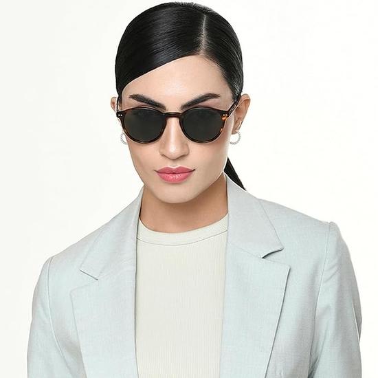 John Jacobs Ali Fazal Full Rim Round Stylish & Premium UV Protected Sunglasses | Acetate Lines | 100% UV Protected | Men & Women | Medium | JJ S17341