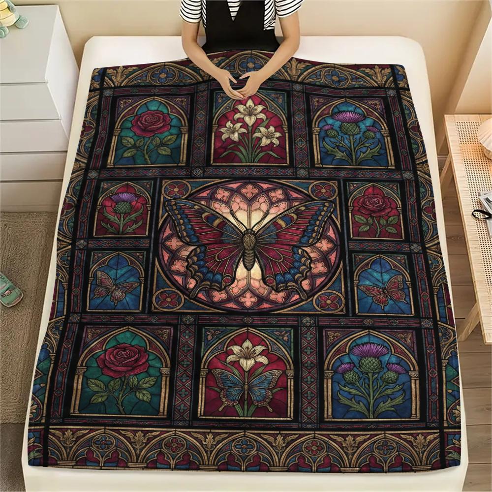 Butterfly Decoration Print Flannel Blanket, High Quality Comfortable for All Seasons, Home Decor, Warmth and Comfort, Perfect for Christmas Gifts19