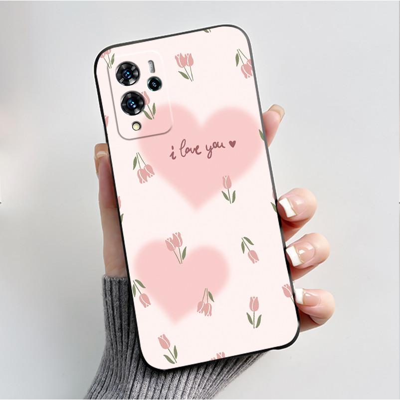For ZTE V40 Pro 9046 Case Black Jelly Soft Silicone TPU Butterfly Flowers Pattern Phone Casing For ZTE Blade V40 Pro Back Cover