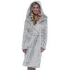 Women's Solid Color Long Sleeved Plush Bathrobe With Belt