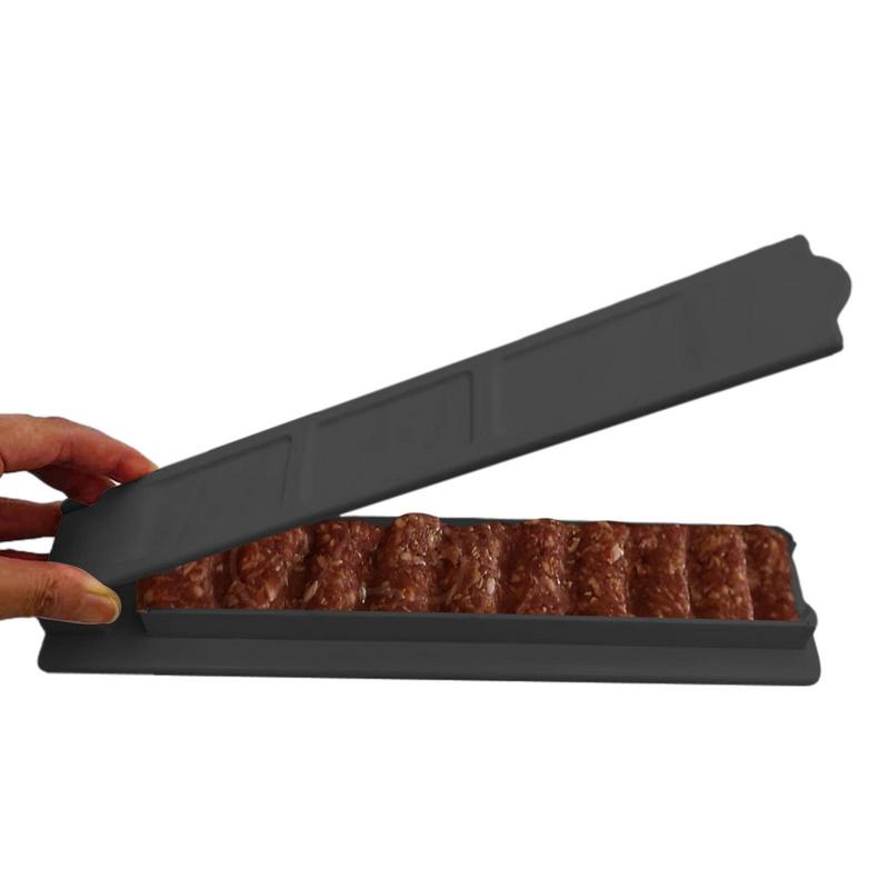 Kebab Maker Single Row Barbecue Meat Skewers Machine Reusable Kebab Press Maker Stick Kitchen Gadget BBQ Tools Grill Accessories nero