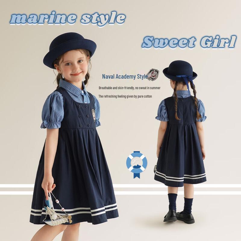 Little Girls Navy Academy Style Vest Dress 110