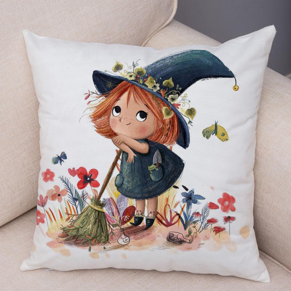 Super Soft Plush Pillow Case for Sofa Home Watercolor Cartoon Girl Cushion Cover Decor Fairy Tale World Lovely Child Pillowcase