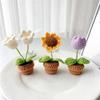 Practical-Flowers Potted Crochet  Artificial Plants Finished Woven Gift Table Decoration 1 PCS D