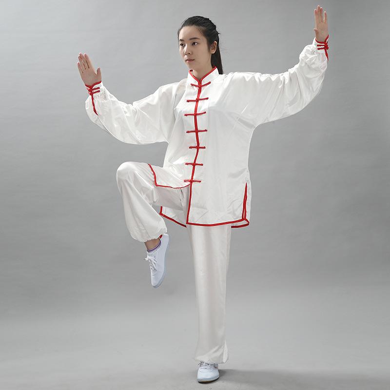 Chiński tradycyjny strój Tai Chi Kung Fu 2 sztuki/zestaw Unisex koszula z guzikami luźna jednokolorowa odzież męska