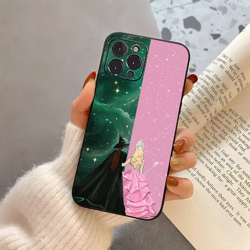 W-Wicked Pink Green  Phone Case For iPhone 17,16,15,14,13,12,11 Plus,Pro Max,XS,Soft Silicone Black Cover
