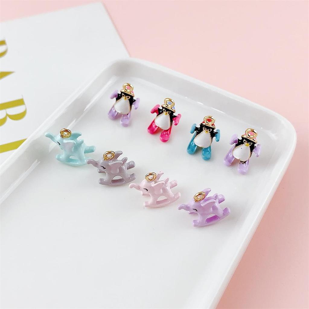 Colorful 3D Elephant & Skiing Penguin Pendant - DIY Jewelry Charm