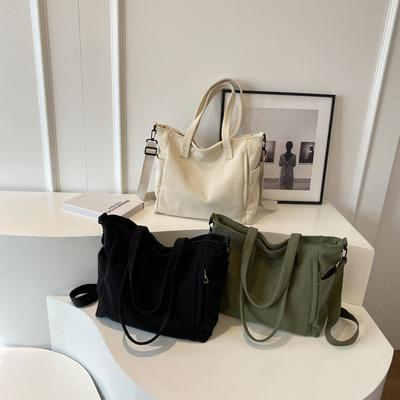 Corduroy Handheld Cloth Bag Tote Bag Large Capacity Simple Shoulder Bag Female Commuter Leisure Student Versatile Messenger Bag