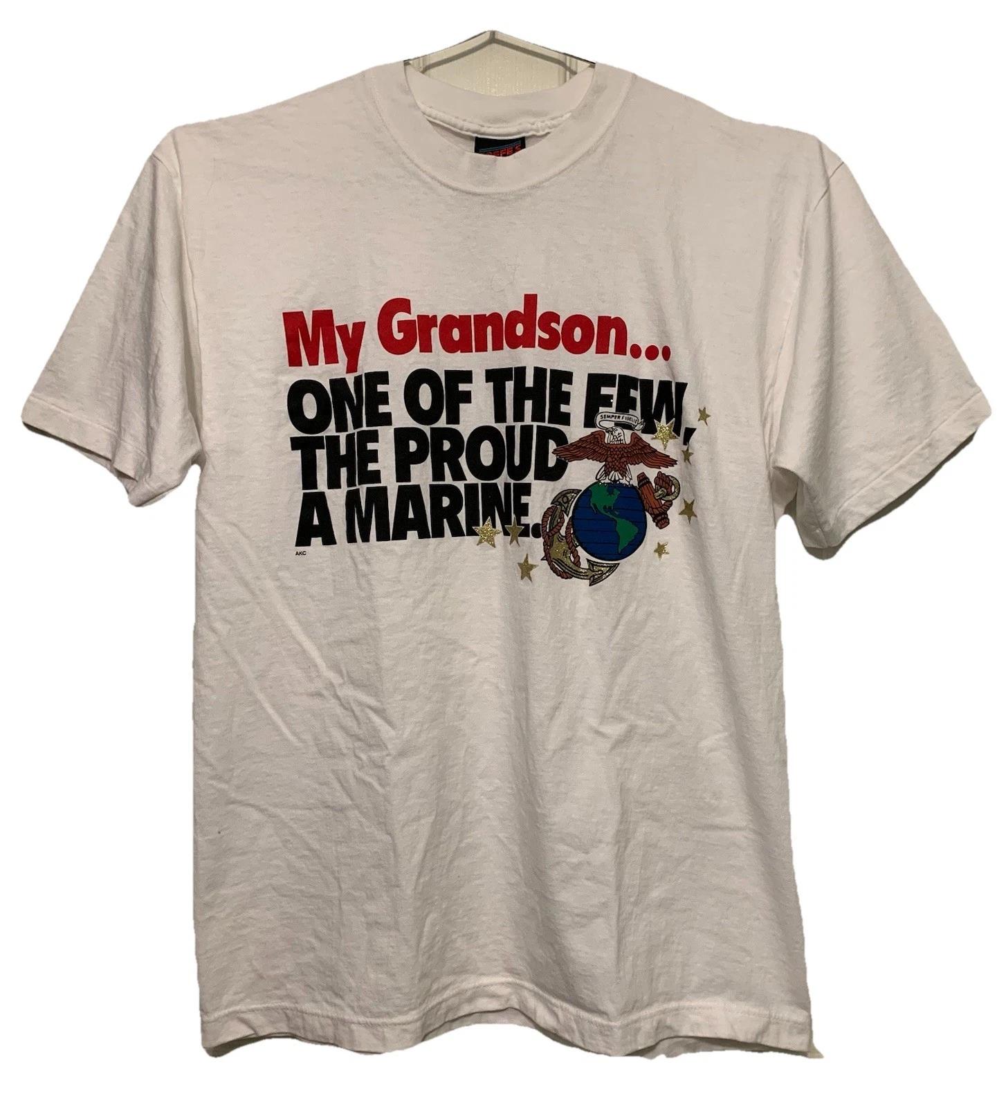 Vtg 1990s My Grandson One Of The Few Proud A Marine T-Shirt Men’s L Graphic USA S