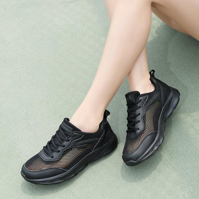 New Summer Sports Shoes Large Net Hollow Women's Casual Shoes Korean Lace-Up Versatile Women's Shoes Comfortable And Breathable