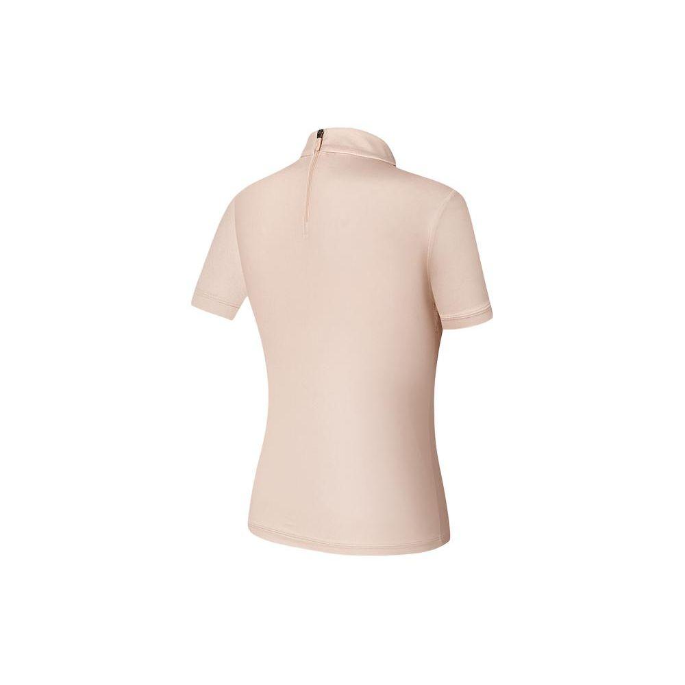 Fila Color Block Stand Collar Pullover Polo Shirt Women Tops Sweet-Pink A11W415104F-LP