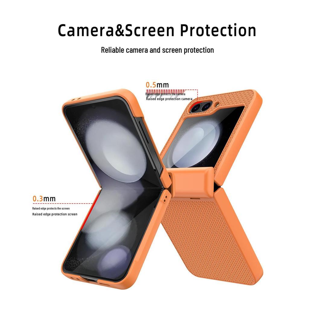 Samsung Z Flip6 Full Wrap Checkered Phone Case with Lens Film and Spring Anti-Fall Protection