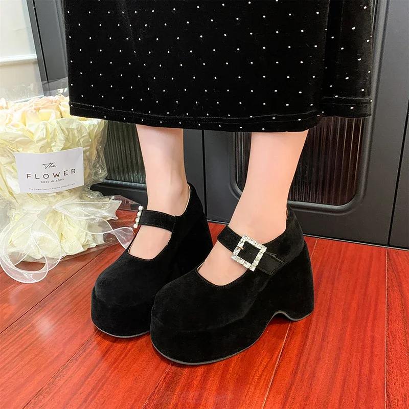 Fashion 10.5CM Spring Wedge Bling Sandals Women Platform Shoes Belt High Heels Gladiator Chunky Heeled Summer Wedges Zapatos De Mujer