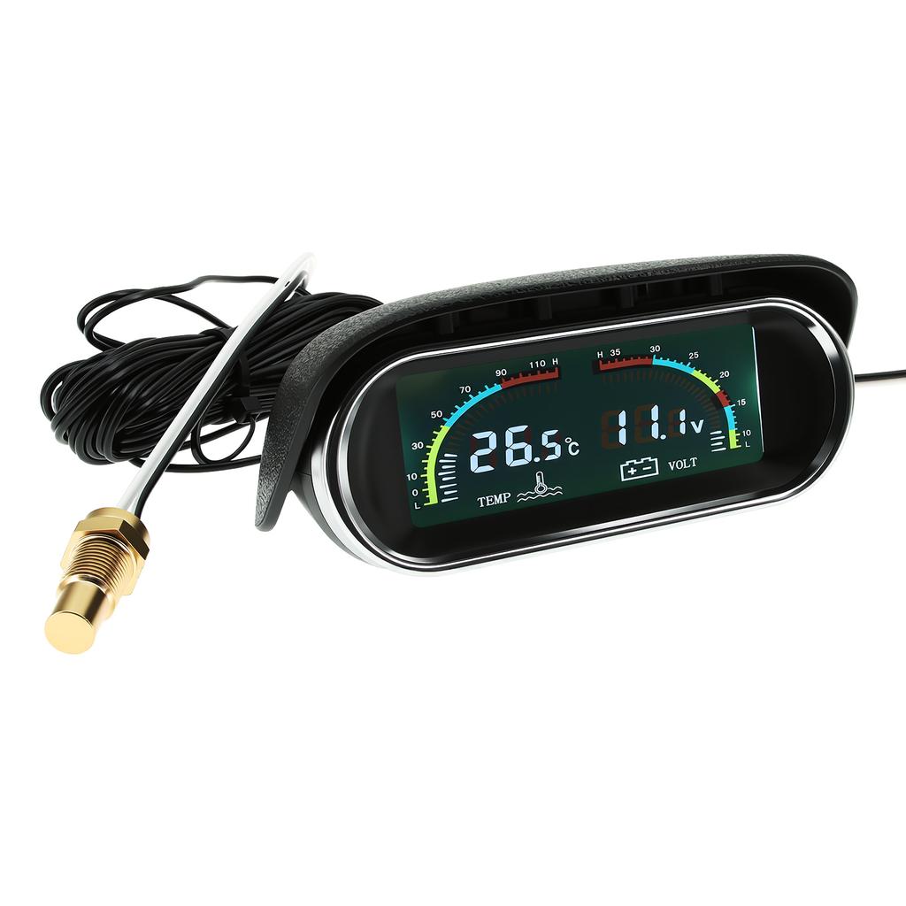 2 in 1 Gauge Water Temp Gauge Voltmeter Gauge Water Temperature Meter With Flashing Alarm LCD Gauge For Car Truck Vehicle