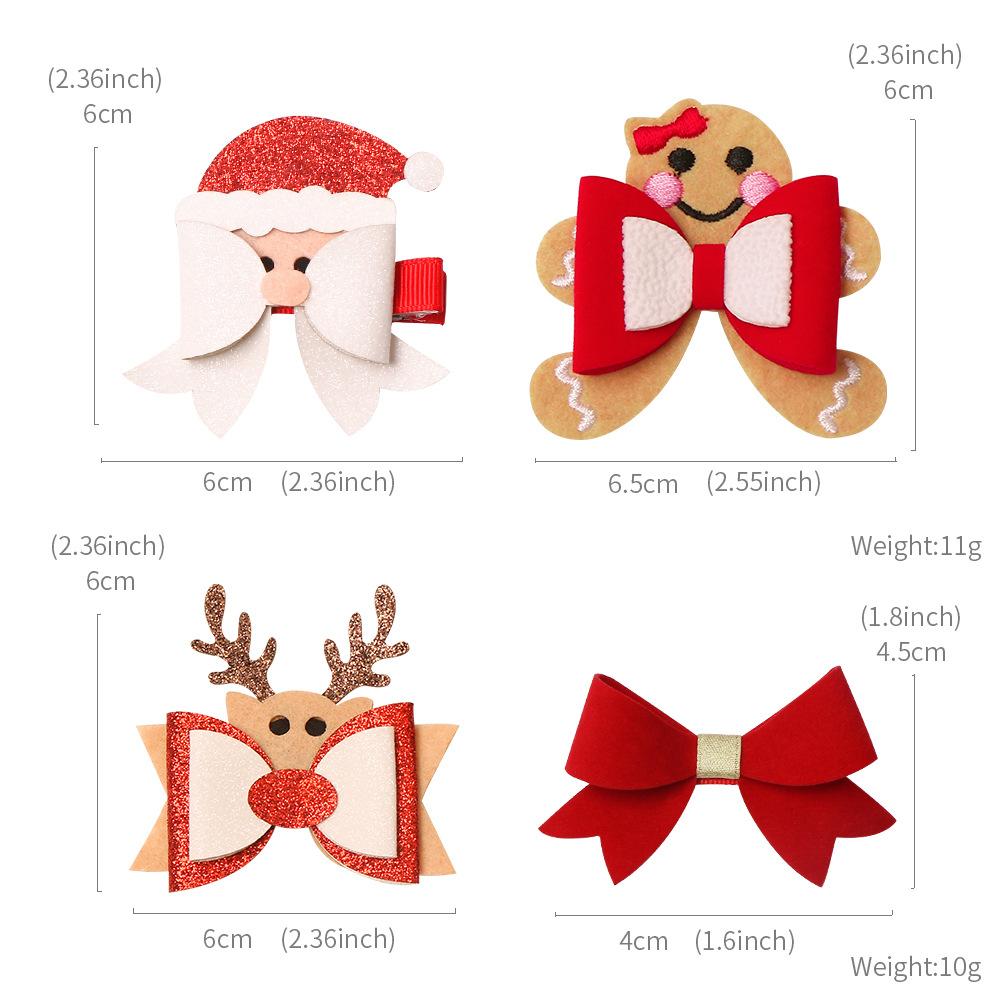 New Children's Christmas Hairpin Bow Red Santa Snowman Deer Hairpin Headwear Girls Kids Hair Accessories