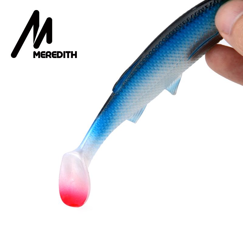 MEREDITH 4.73" Bleak Paddle Tail 14.5g 4pcs 120mm Fishing Soft Lures 3D Eyes T Tail Artificial Bait Plastic Pike Fishing Lures