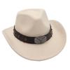 Gekreuztes Stierkopf-Abzeichen Zylinderhut Westlicher Cowboyhut Britischer Jazzhut Nationaler Stil Filzhut Ritterhut Elegant