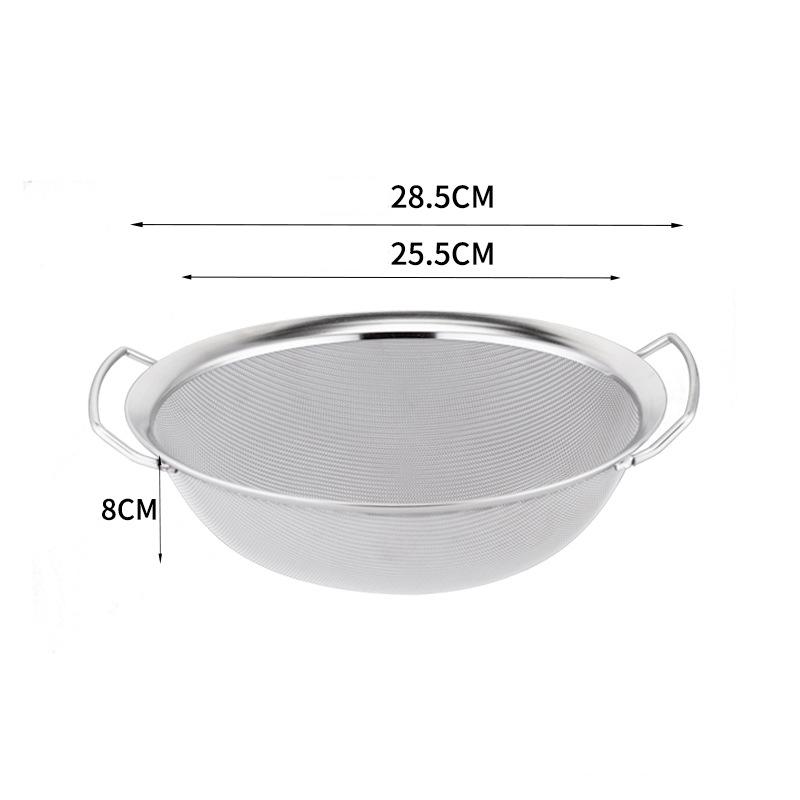 Stainless Steel Flour Sieve with Double Handle Food Filter Juice Strainer Noodle Drainer Skimmer Kitchen Cooking Utensil