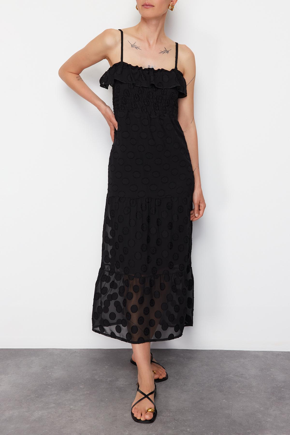 

Женское платье нового сезона, модное черное обычное тканое платье M лакричная конфета