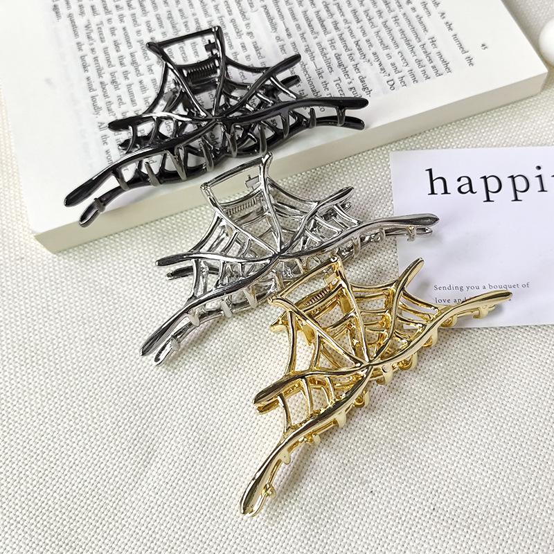 Tmetal Spiderweb Geometric Hair Claw Crab Hairpins Fashion Hair Clips Barrettes Women Girls Korean Ponytail Clip Hair Accessories Gift