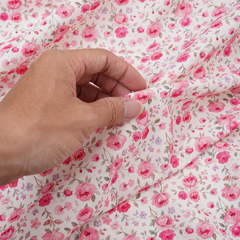0.5m/1m/2m Soft Breathable Small Floral Print Chiffon Fabric for Summer Dresses Children's Clothing Skirts DIY Sewing Fabric