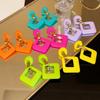 Fresh Color Dangle Earrings Geometric Square Round Drop Earrings Spring Summer Women's Earrings Daily Clothing Ear Accessories