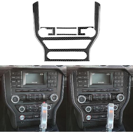 NVCNX Real Carbon Fiber Compatible with Ford Mustang GT 2015- 2016 2017 2018 Accessories Car Gear Shift Frame Cover Interior Trim Sticker Decal