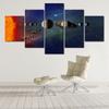 5 Panel Space Space Moon Poster Silk Cloth Earth Canvas Painting Wall Art Planet Satellite Solar System Living Room Decoration