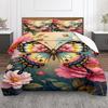 Colorful Butterfly On Floral Meadow Bedding Set (1 Duvet Cover, 2 Pillowcases, Duvet Not Included)