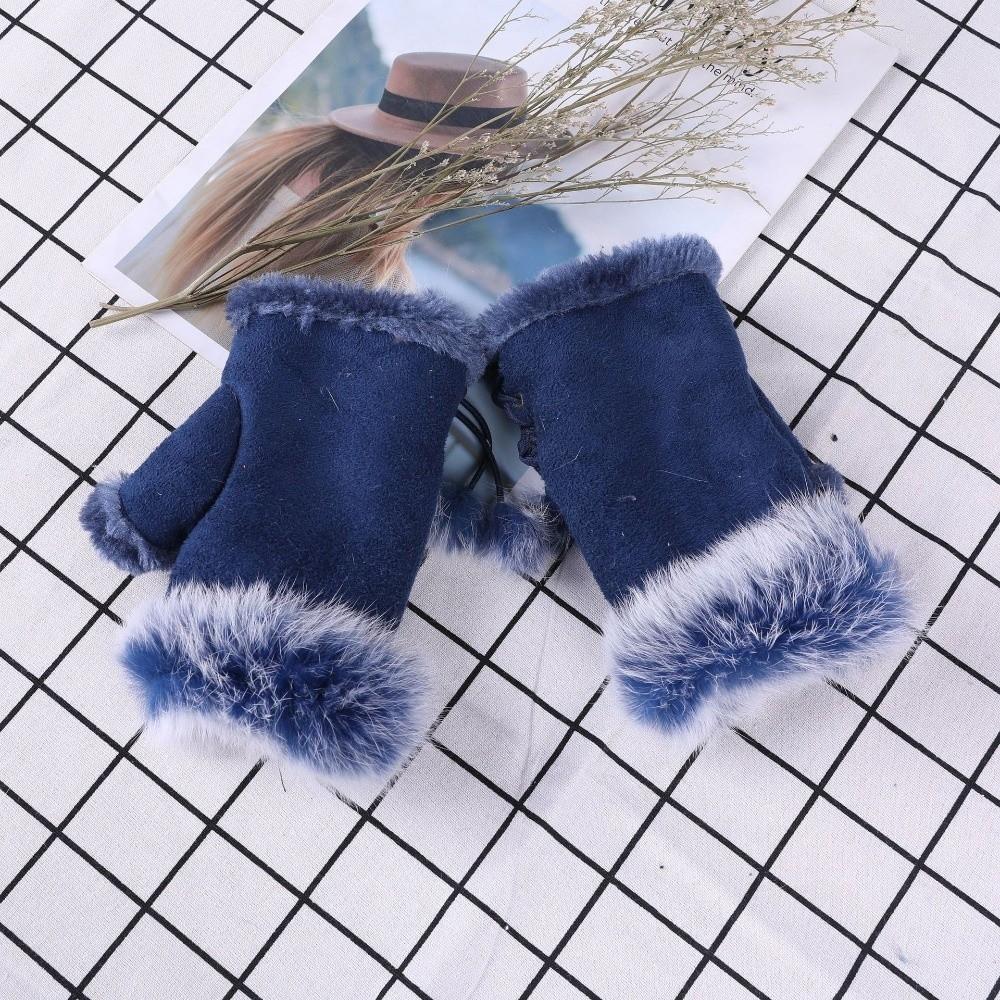 Thicken Warm Fingerless Mittens Suede Wrist Warmers Y2K Leopard Print Gloves  Women