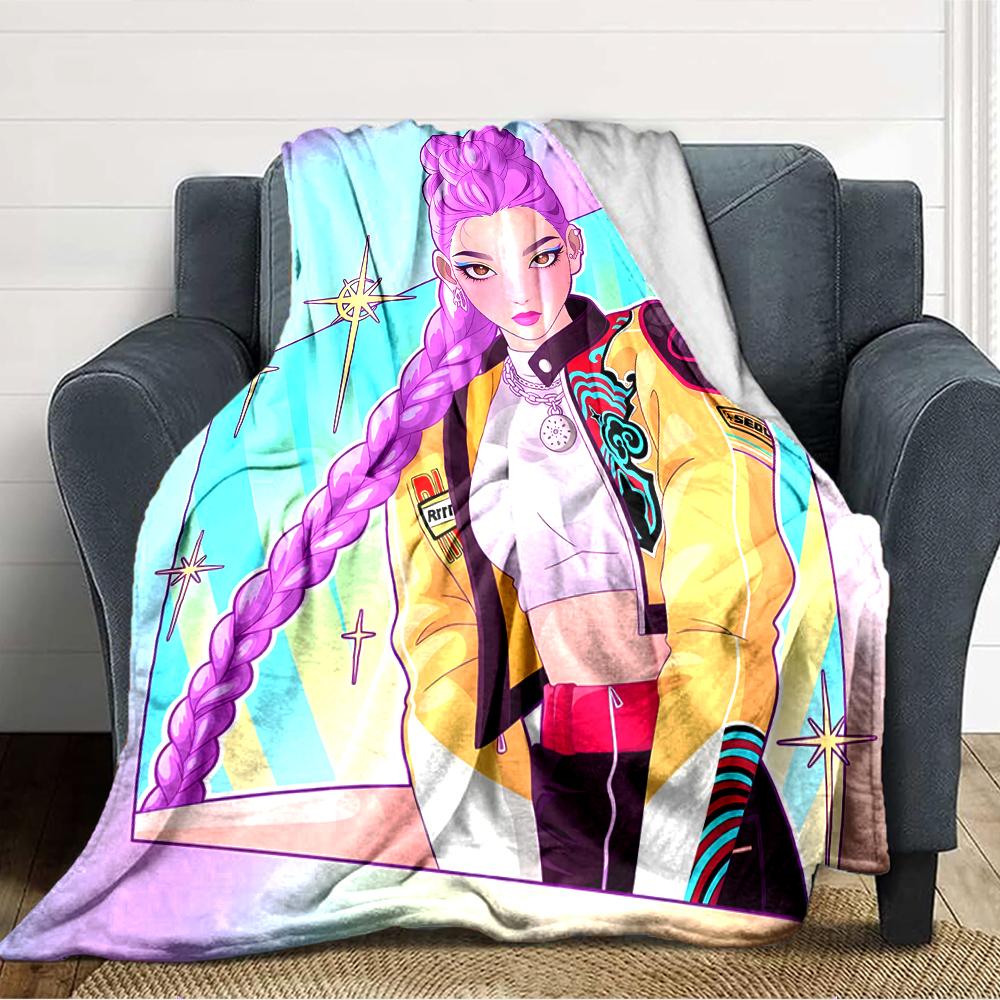1pc KPop Demon Hunters RUMI5 Blanket, Gift, for Men and Women, Soft Blanket, Good for Sofa Bed Couch Travel, Lightweight Flannel Blanket