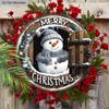 Warm Winter Christmas Wooden Sign with Snowman Pattern - Navidad Round Sign for Front Door, Wall Hanging Decor - Ideal Christmas Ornament
