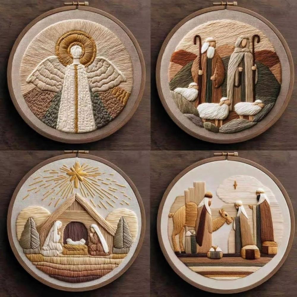 Christmas Cross Stitch Nativity Scene Embroidery Kit Non-finished Products Cross Stitch Set DIY Religious Vintage Embroidery DIY