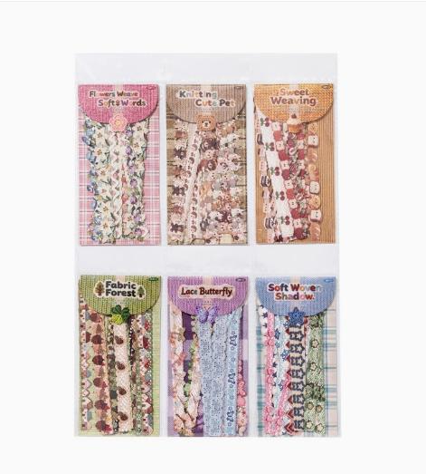 

6packs Kawaii Stationery Stickers Handmade hook flower Junk Journal Planner Decorative Sticker Scrapbooking
