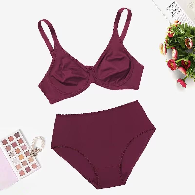Solid Lingeries For Women Plus Size Bra Set D Cup XL 2XL 3XL 4XL 5XL 6XL Full Cup Bras And Ultra Thin Underpants