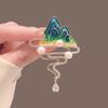 Chinese fashion Wanli mountains and rivers brooch high-end new pearl corsage pin coat anti-light accessories